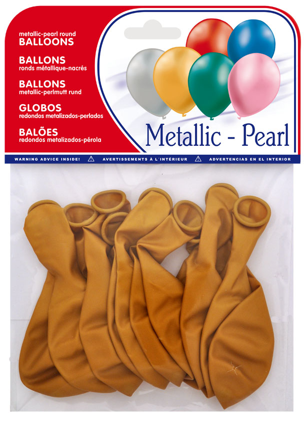 Bolsa 10 globos  metalizados oro  ref. ref. 20425